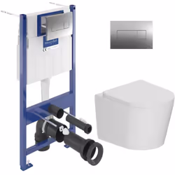 Caractéristiques du pack WC bâti-support sol-mur Villeroy & Boch ViConnect Pro S + WC suspendu sans bride Ceramia + abattant  ...