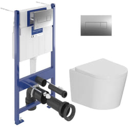 ViConnect Pro s pack wc bâti + wc suspendu sans bride Ceramia + abattant SoftClose + plaque chrome (VCNCETOR2CH) - Villeroy&boch