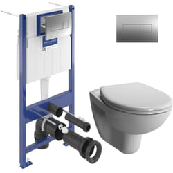 ViConnect Pro s Pack wc bâti support + wc sans bride Vitra + abattant SoftClose + plaque (VCNNORMUSRS2CH) - Villeroy&boch