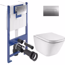Caractéristiques du pack WC bâti-support sol-mur Villeroy & Boch ViConnect Pro S + WC suspendu sans bride en porcelaine Roca  ...