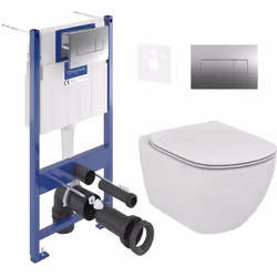 Caractéristiques du pack WC bâti-support sol-mur Villeroy & Boch ViConnect Pro S + WC sans bride Ideal Standard + abattant ul ...