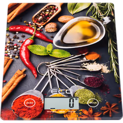 ECG KV 117 SLIM Chilli, Balance de ménage électronique, 5 kg, 1 g, Multicolore, Verre, Plastique, Verre