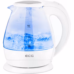 ECG RK 1520, 1,5 L, 1850 W, Blanc, Verre, Plastique, Acier inoxydable, Indicateur de niveau d'eau, Arrêt de sécurité en cas d ...