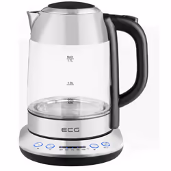 ECG RK 1781, 1,7 L, 2200 W, Gris, Verre, Thermostat réglable, Arrêt de sécurité en cas de surchauffe