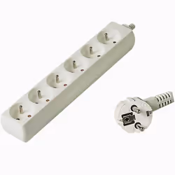 PremiumCord PP6-07, 7 m, Type E / F, Blanc, 6 sortie(s) CA, 250 V, 10 A