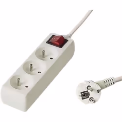 PremiumCord Multiprise avec Interrupteur Secteur 10m3 PrisesRallonge 230V3 Prises Françaises Tournées à 45Couleur Blanc