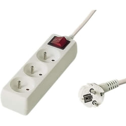 PremiumCord Multiprise avec Interrupteur Secteur 10m3 PrisesRallonge 230V3 Prises Françaises Tournées à 45Couleur Blanc