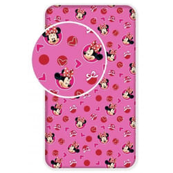 Drap housse - Disney - Minnie Hearts - 100% coton - 90 x 200 cm - Lavable en machine