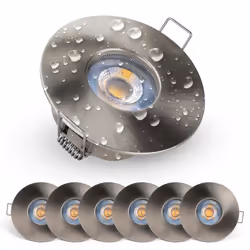 Spot Encastré LED - Emos - 6 Spots - IP44 - 3000K - Métal Nickel