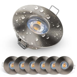 Spot Encastré LED - Emos - 6 Spots - IP44 - 3000K - Métal Nickel
