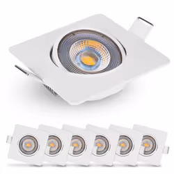 Emos Exclusive Spot LED Encastrable carré 3000K - Lampe Plafond Orientable 50° pour ampoules LED 6 Spots LEDs carrés