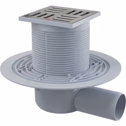 Alcadrain Douchegoten - Siphon de sol, côté 105x105 mm, diamètre 50 mm, arrêt des odeurs d'eau, acier inoxydable/plastique