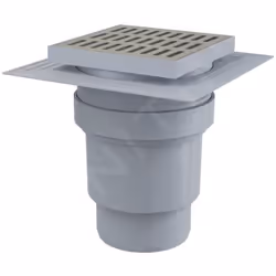 Siphon de sol droit grille en inox Collier d'isolation de niveau 2 stoppeur d'odeurs d'eau taille 150x150/110 mm pour les esp ...