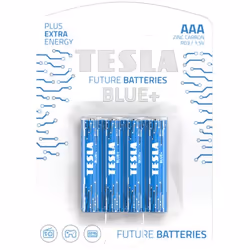 Tesla BLUE+, Batterie à usage unique, AAA, Zinc-Carbone, 1,5 V, 4 pièce(s), Bleu