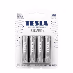 Tesla SILVER+, Batterie à usage unique, AA, Alcaline, 1,5 V, 4 pièce(s), Argent