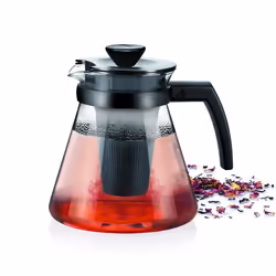 Tescoma Teo, Théière simple, 1250 ml, Noir, Transparent, Verre, Plastique, Filtre à infuser, Plastique