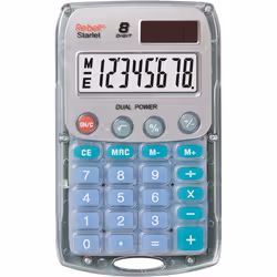 Rebell Starlet, Poche, Calculatrice basique, 8 chiffres, 1 lignes, Batterie/Solaire, Transparent