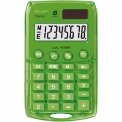 Rebell Starlet GR, Poche, Calculatrice basique, 8 chiffres, Batterie/Solaire, Vert