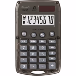 Rebell Starlet BK, Poche, Calculatrice basique, 8 chiffres, 1 lignes, Batterie/Solaire, Gris