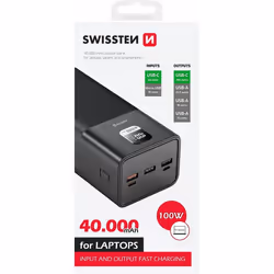 Swissten 22013941, 40000 mAh, Lithium Polymère (LiPo), Noir