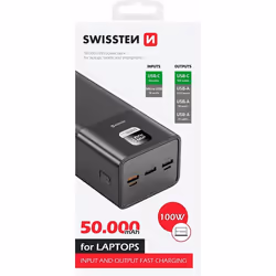 Swissten 22013942, 50000 mAh, Lithium Polymère (LiPo), Noir