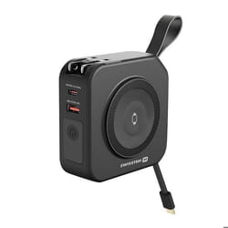 Powerbank - SWISSTEN - All-in-One Pro - 10000mAh - Charge sans fil MagSafe - 3 prises internationales