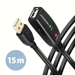 Axagon ADR-215 USB 2.0 A-M -> A-F active extension/repeater cable 15m - Kabel - Digital/Daten câble USB USB A Noir