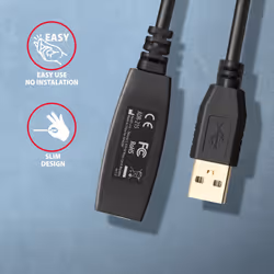 Axagon ADR-215 USB 2.0 A-M -> A-F active extension/repeater cable 15m - Kabel - Digital/Daten câble USB USB A Noir - Vue supplémentaire 4