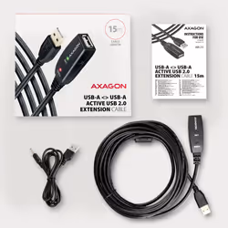 Axagon ADR-215 USB 2.0 A-M -> A-F active extension/repeater cable 15m - Kabel - Digital/Daten câble USB USB A Noir - Vue supplémentaire 8