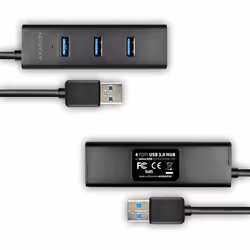 Axagon HUE-S2B hub & concentrateur USB 3.2 Gen 1 (3.1 Gen 1) Type-A 5000 Mbit/s Noir