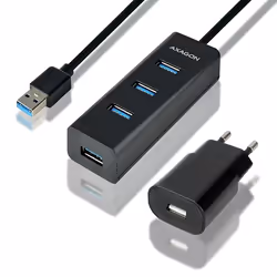 Axagon HUE-S2BP, USB 3.2 Gen 1 (3.1 Gen 1) Type-A, USB 3.2 Gen 1 (3.1 Gen 1) Type-A, 5000 Mbit/s, Noir, Plastique, 1,2 m
