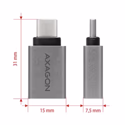 Axagon RUCM-AFA changeur de genre de câble USB type C USB type A Métallique - Vue supplémentaire 10
