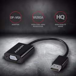 Axagon RVD-VGN câble vidéo et adaptateur 0,16 m DisplayPort VGA (D-Sub) Noir