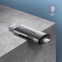Axagon CRE-SAC lecteur de carte mémoire USB 3.2 Gen 1 (3.1 Gen 1) Type-A/Type-C Gris