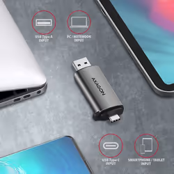 Axagon CRE-SAC lecteur de carte mémoire USB 3.2 Gen 1 (3.1 Gen 1) Type-A/Type-C Gris - Vue supplémentaire 5