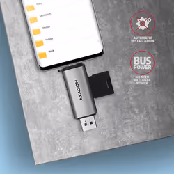 Axagon CRE-SAC lecteur de carte mémoire USB 3.2 Gen 1 (3.1 Gen 1) Type-A/Type-C Gris - Vue supplémentaire 6
