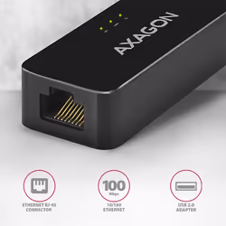 Axagon ADE-XR changeur de genre de câble USB 2.0 RJ-45 Noir