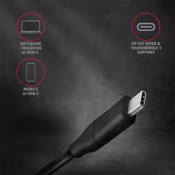 Axagon RVC-DPC câble vidéo et adaptateur 1,8 m USB Type-C DisplayPort Noir - Vue supplémentaire 4