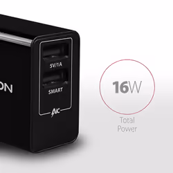 Axagon ACU-DS16 chargeur d'appareils mobiles Téléphone portable, Chargeur électrique, Smartphone, Tablette, Universel Noir Secteur Intérieure