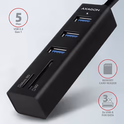 Axagon HMA-CR3A station d'accueil USB 3.2 Gen 1 (3.1 Gen 1) Type-A Noir