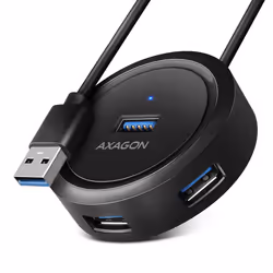 Axagon HUE-P1A, USB 3.2 Gen 1 (3.1 Gen 1) Type-A, USB 3.2 Gen 1 (3.1 Gen 1) Type-A, 5000 Mbit/s, Noir, Câble rond, 0,3 m