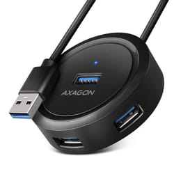 Axagon HUE-P1A hub & concentrateur USB 3.2 Gen 1 (3.1 Gen 1) Type-A 5000 Mbit/s Noir