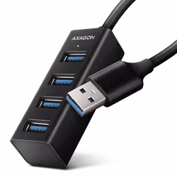 Axagon HUE-M1A, USB 3.2 Gen 1 (3.1 Gen 1) Type-A, USB 3.2 Gen 1 (3.1 Gen 1) Type-A, 5000 Mbit/s, Noir, Aluminium, Câble rond