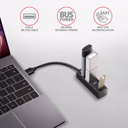 Axagon HUE-M1A hub & concentrateur USB 3.2 Gen 1 (3.1 Gen 1) Type-A 5000 Mbit/s Noir