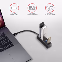 Axagon HUE-M1C hub & concentrateur USB 3.2 Gen 1 (3.1 Gen 1) Type-C 5000 Mbit/s Noir