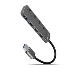 Axagon HUE-MSA Superspeed USB-A Switch Hub 4x USB 3.0 aktiv - 20cm schwarz USB 3.2 Gen 1 (3.1 Gen 1) Type-A 5000 Mbit/s Gris