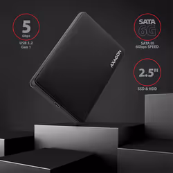 Axagon EE25-SLC Boîtier de disques de stockage Boîtier disque dur/SSD Noir 2.5"
