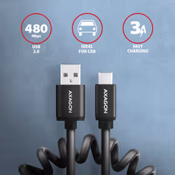 Axagon BUCM-AM10TB câble USB USB 2.0 0,6 m USB C USB A Noir - Vue supplémentaire 2