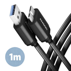 Axagon BUMM3-AM10AB câble USB USB 3.2 Gen 1 (3.1 Gen 1) 1 m Micro-USB B USB A Noir
