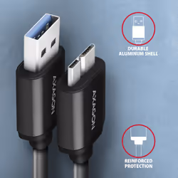 Axagon BUMM3-AM10AB câble USB USB 3.2 Gen 1 (3.1 Gen 1) 1 m Micro-USB B USB A Noir - Vue supplémentaire 3